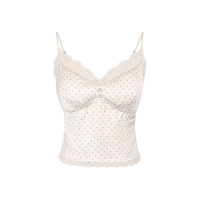 缎面蕾丝波点吊带背心内搭胸衣