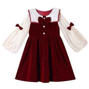 女童连衣裙秋冬款2025新款冬装小女孩洋气公主裙冬季加绒儿童裙子