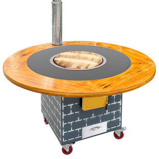 烧烤火锅桌农村家用柴火灶烧木柴铁锅炖灶台桌户外移动商用地锅灶