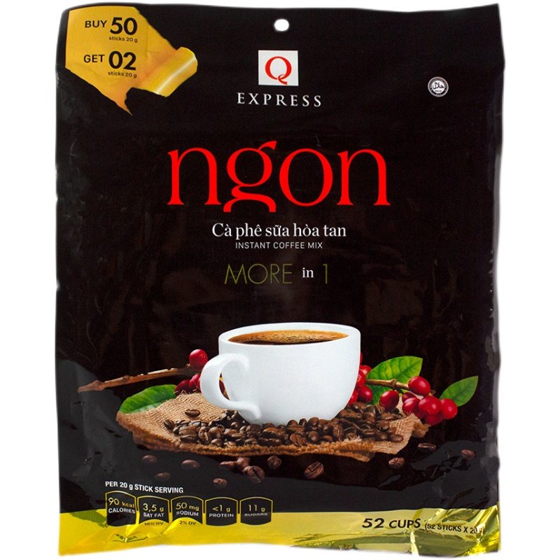 越南Q牌qcafe咖啡三合一速溶特浓香浓Ngon咖啡480g 24包