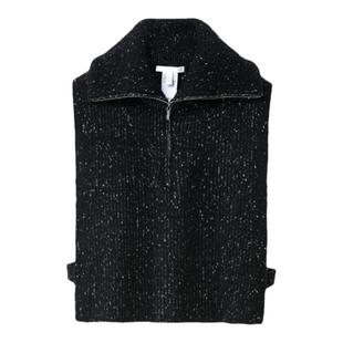 OVV秋冬热卖女装时髦大翻领半开襟无袖短款针织背心