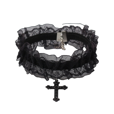 十字架蕾丝项圈辣妹choker项链酷