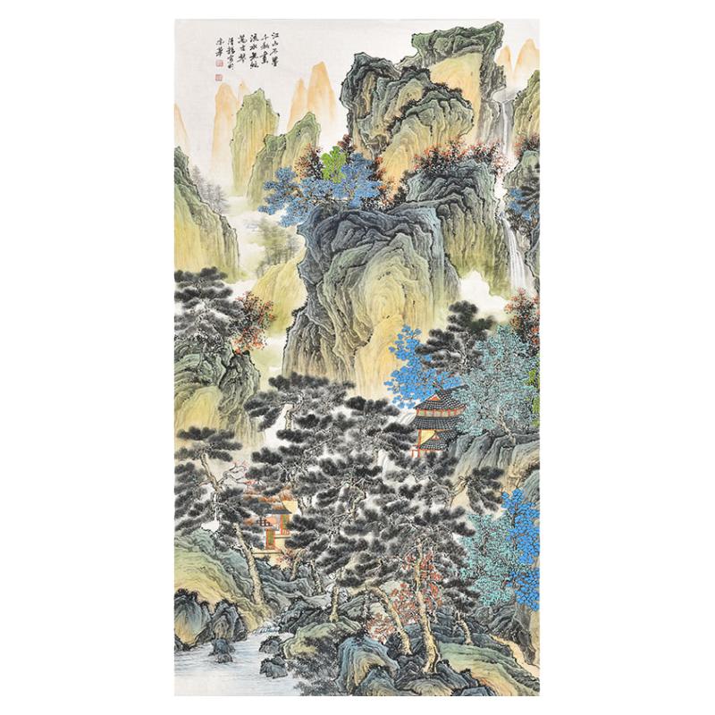 中国美术家协会名家季老师纯手绘六尺整张竖幅山水画真迹中堂画