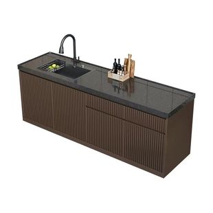 户外洗手台盆一体室外洗手盆庭院厨房操作台原石铝柜体庭院岛台柜