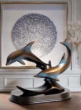 新款欧式海豚摆件家居客厅电视柜酒柜装饰品办公室桌面创意工艺品