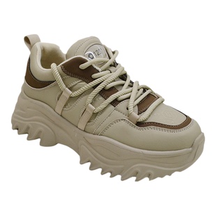 摩西米妮休闲运动鞋女2025冬新款真皮圆头绒里厚底系带老爹鞋8192