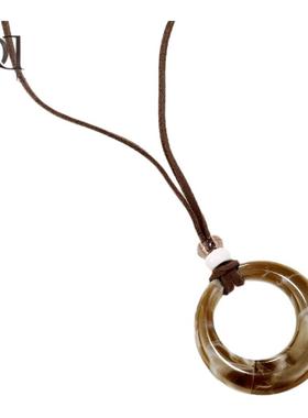 美拉德圆环吊坠项链长款复古高级