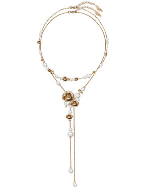 小众珍珠玫瑰花高级感叠戴项链