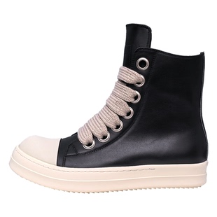 ro鞋男真皮增高奶香厚底高帮鞋运动休闲新款粗鞋带板鞋女系带短靴