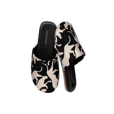 椰上拖鞋女2025新款轻奢猎豹提花高级感室内家居防滑静音家用棉拖