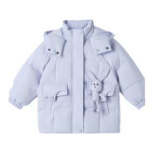 皇室童缘女童羽绒服冬季新款洋气小兔香芋外套中大童加厚冬装