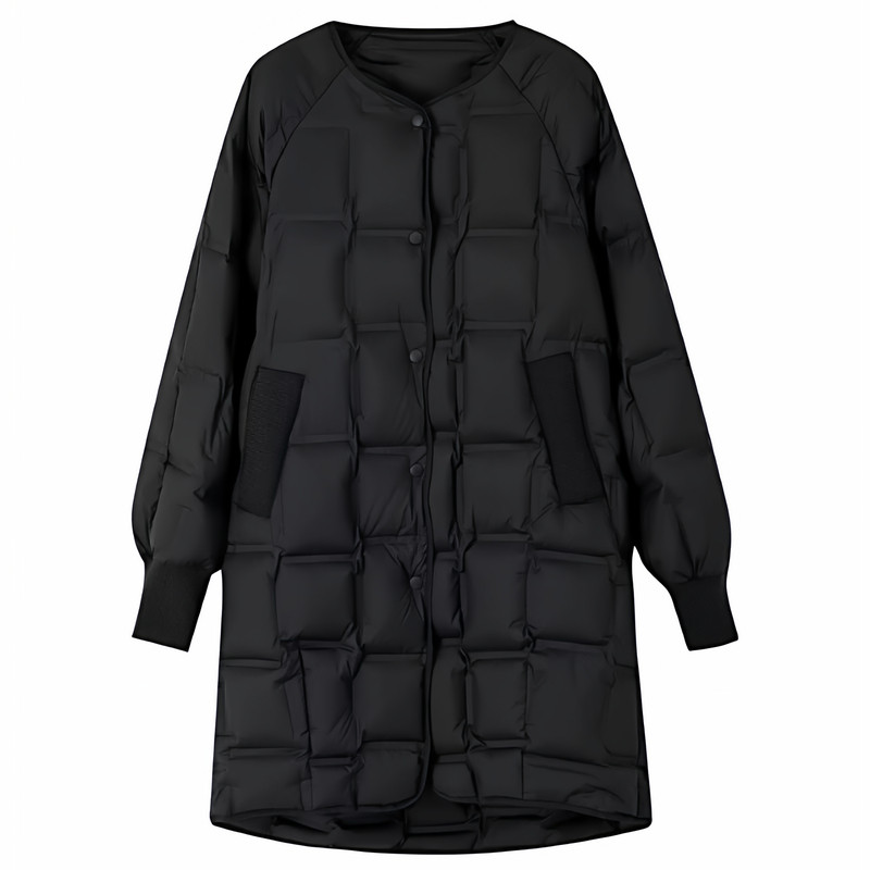 正品轻暖90白鸭绒中长款羽绒服女26冬季新款针织拼接简约保暖外套