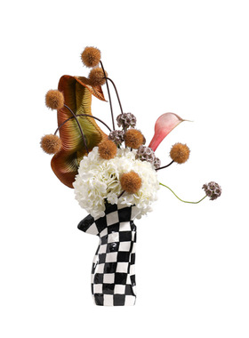 妖及黑白棋格花器仿真花艺