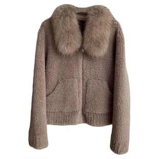 雪境漫游/100羊羔毛皮毛一体貉子毛领大衣女秋冬加厚皮草毛毛外套