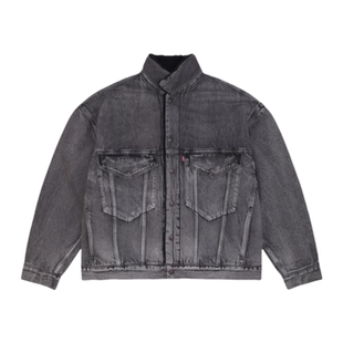 Levis李维斯专柜正品 男士黑灰色仿羊羔毛廓形牛仔外套28814-0000