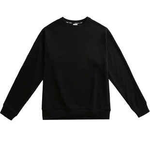 万有引力博物馆 基础款圆领卫衣女秋季宽松华夫格纯色打底衫上衣