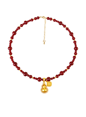 西大班安可拉红金葫芦吊坠项链女