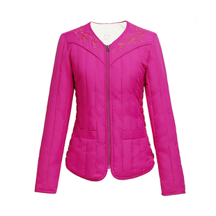 秋冬羽绒棉服女内胆新款加绒加厚中老年保暖绣花棉袄短款棉衣外套