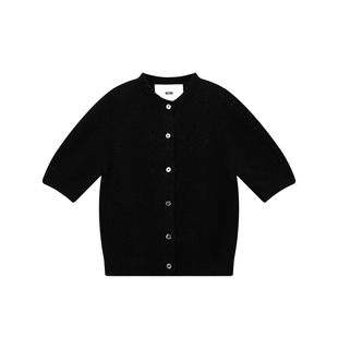 440ME女装 25秋季新品羊驼毛圆领中袖修身开衫短袖毛衣FCFW0363K