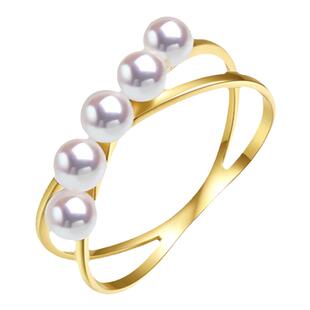 珍珠皇后 akoya珍珠戒指女18k金海水珍珠套戒 轻熟风送女友