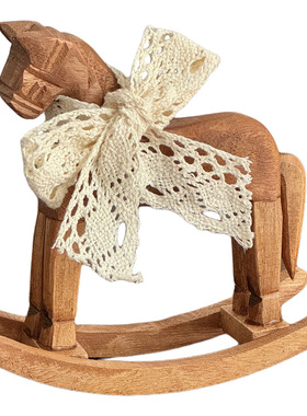 复古木雕摇摇马摆件ins家居装饰