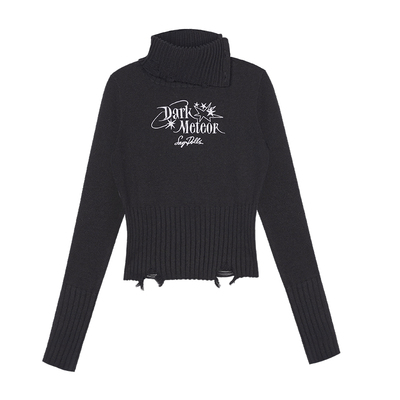 SagiDolls少女斗志 暗黑甜酷辣妹可调节高领针织衫修身显瘦打底冬