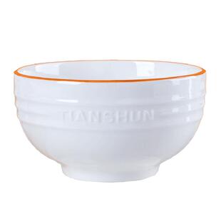 天顺雅嘉华陶瓷白如玉碗釉下彩家用2024新款高颜值橙边米饭碗面碗