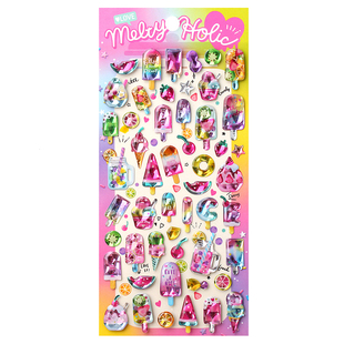 立体卡通装饰手账 儿童奖励贴画冰淇淋糖果 stickers水晶小贴粘纸