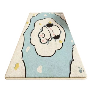 卧室仿羊绒地毯卡通可爱少女风长条加厚床边地垫客厅茶几耐脏地垫