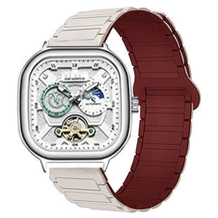 适用Dickies手表CL-579方形机械男表带时尚硅胶磁吸双色替换腕带