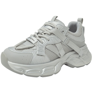 百田森25年新款女士老爹鞋网面女鞋夏网鞋女透气网面厚底增高女鞋