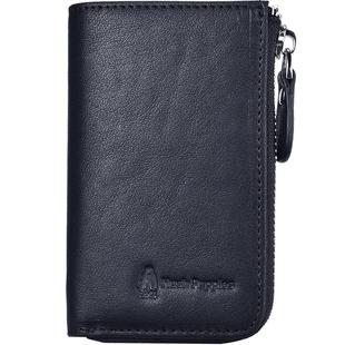 暇步士钥匙包男士多功能真皮汽车钥匙包卡包二合一植鞣牛皮包百搭