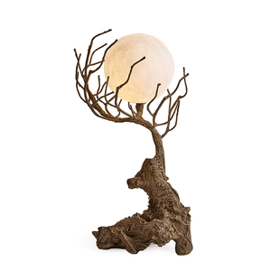 禅意客厅树杈台灯个性创意侘寂风卧室玄关酒店民宿根艺装饰立灯具