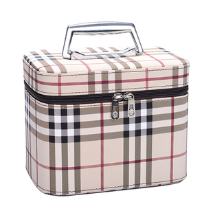 便携漆皮化妆包 手提定型化妆箱收纳整理包 女士洗漱旅行化妆品包