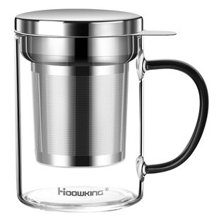 玻璃杯茶水分离泡茶杯高硼硅男士水杯子带盖办公室大容量茶杯男款