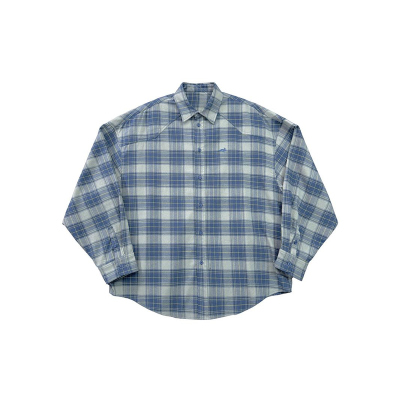 Aurocean宽肩廓形格子衬衫