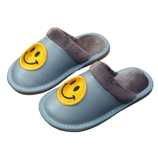 儿童真皮棉拖鞋亲子秋冬毛毛绒女冬季居家室内防滑防水男家用宝宝