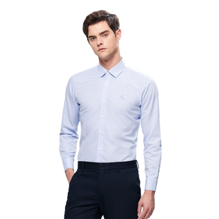 [100%长绒棉/DP成衣免烫]梦特娇春季男长袖衬衫高端格子衬衣抗皱J