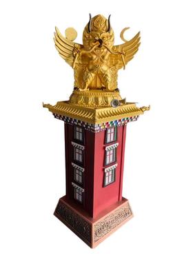 学院大鹏金翅鸟加红房子底座摆件