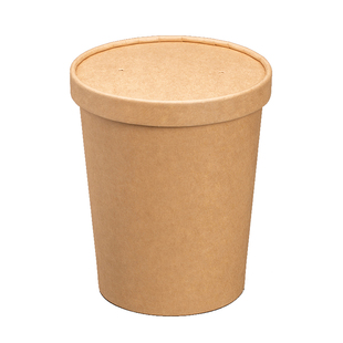 一次性牛皮纸碗汤桶汤杯粥桶汤碗烤梨沙拉圆形打包盒商用外卖餐盒