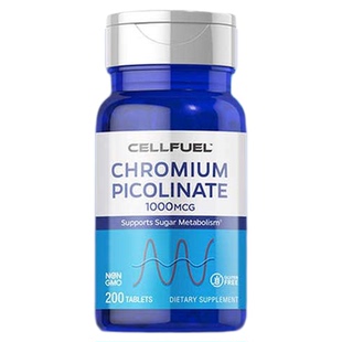 美国CELLFUEL三价铬元素片糖友口服胰岛素苦瓜血糖平有机铬200粒