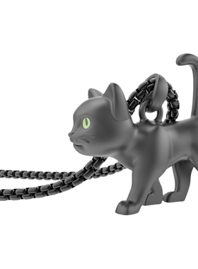 绿眼睛黑猫毛衣链秋冬时尚穿搭