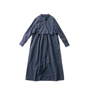 桑妮库拉/Sunny clouds 女式纯棉复古感拼接条纹连衣裙