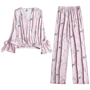 睡衣秋女款2025新款女士漂亮出门丝绸长袖长裤家居服两件套装冬季