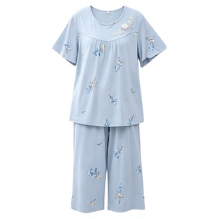 俞兆林妈妈睡衣夏季女薄款莫代尔套装中老年宽松凉感母亲节家具服