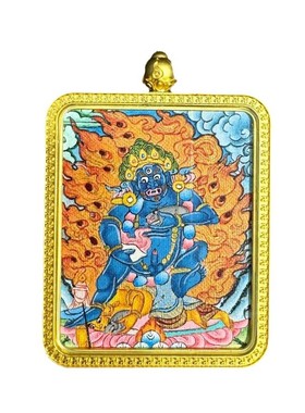 青海热贡高端手绘唐卡吊坠黑财神