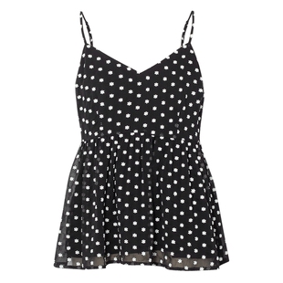 诗凡黎黑色v领绣花雪纺吊带连衣裙春夏短款上衣女伊芙丽outlets店