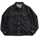 潮牌重磅原色牛仔外套男 直筒版型翻领工装夹克高街复古上衣