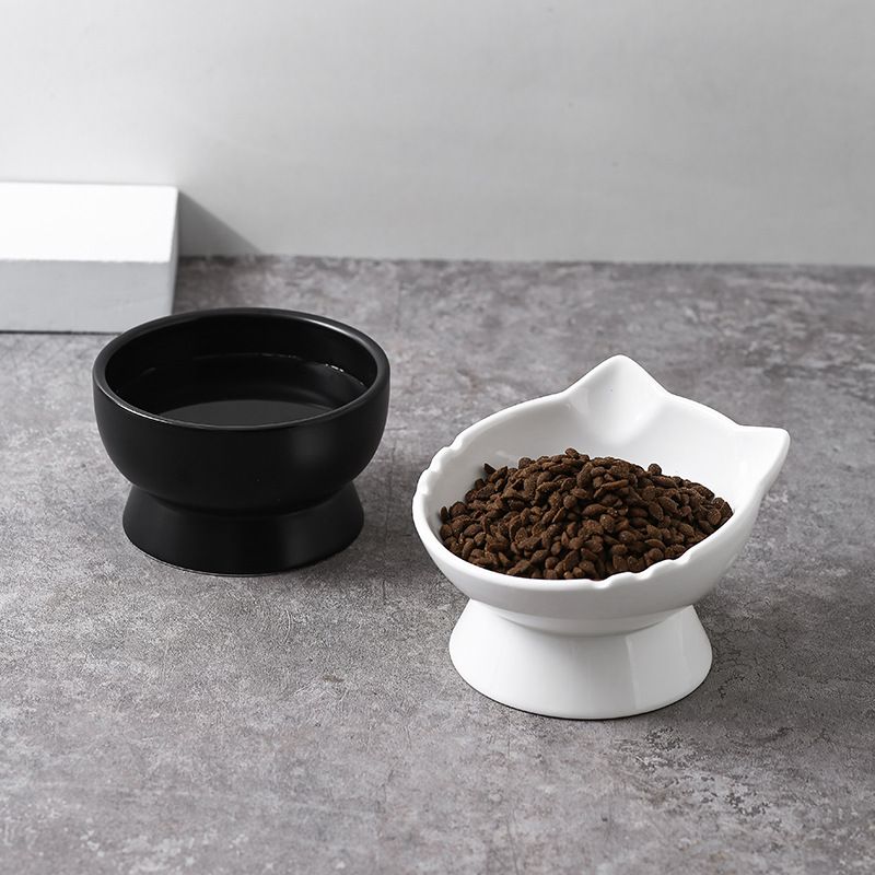 陶瓷猫碗斜口猫咪喝水碗大容量护颈猫粮饭碗食盆宠物用品防黑下巴