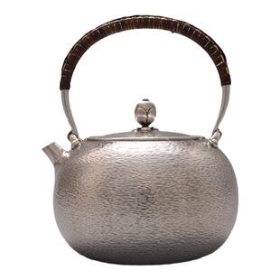 藏六造 晴川锤纹银壶 家用烧水壶日本高端茶壶999纯银纯手工银壶